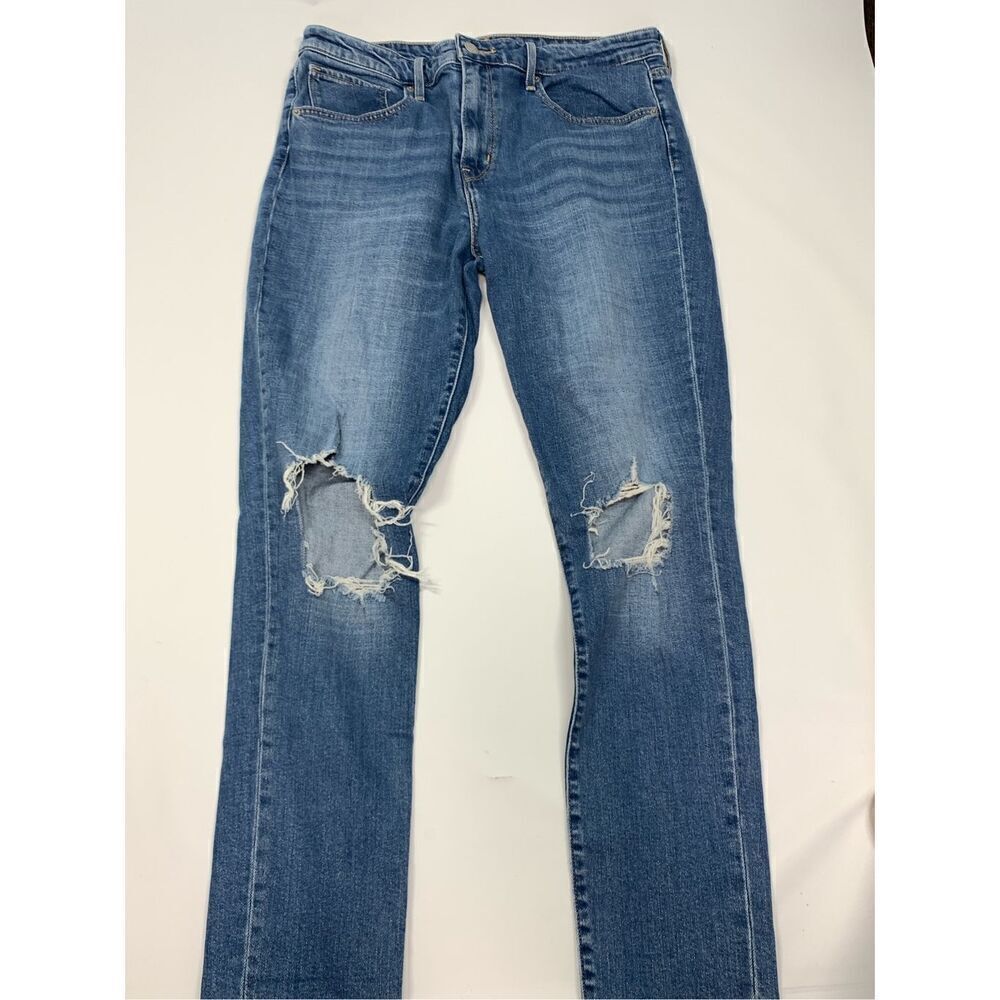 Levi's Women's 721 High Rise Skinny Distressed Cotton Jeans Blue Washed Size 31